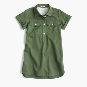 Crew Cuts By J. Crew Girls Army Green Short Sleeve Cotton Cadet Dress Sz 8